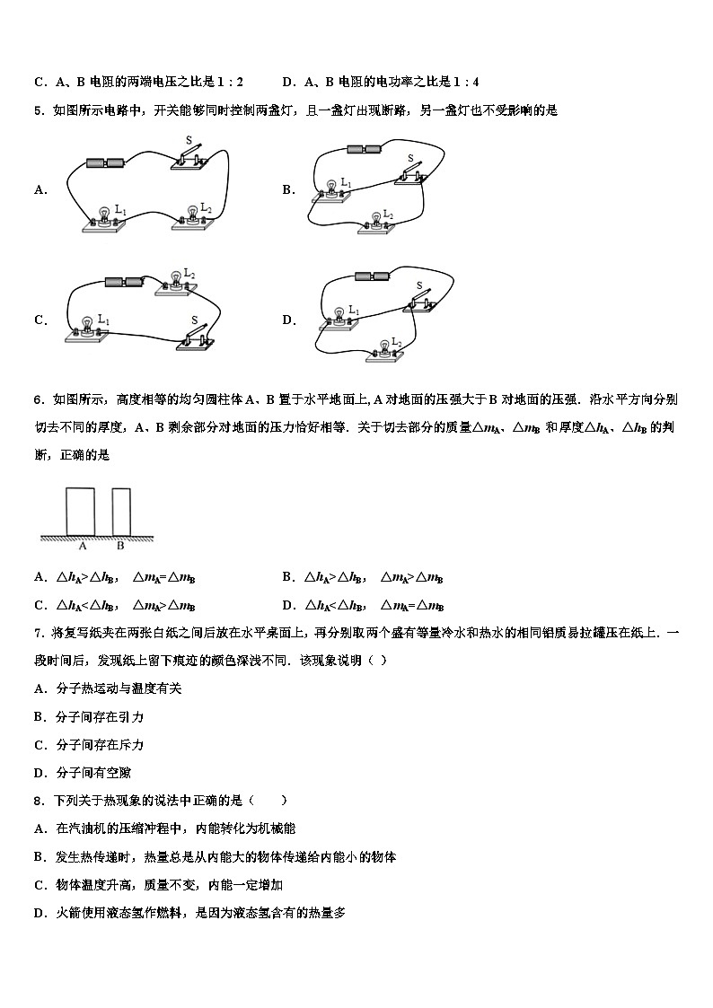 2023-2024学年九年级物理第一学期期末学业质量监测试题02