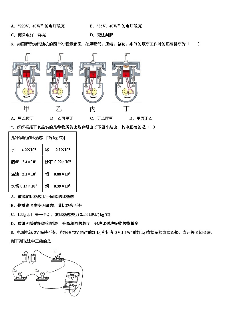 2024届物理九年级上期末经典模拟试题第2页