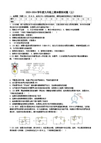 山东省枣庄市薛城区舜耕中学2023-2024学年九年级物理上学期期末模拟试题（三）