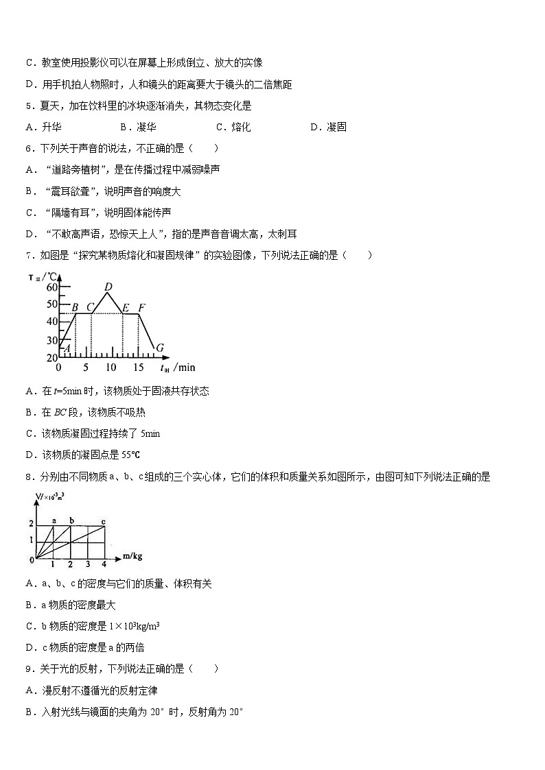 湖北省恩施土家族苗族自治州宣恩县2023-2024学年物理八上期末联考试题含答案02