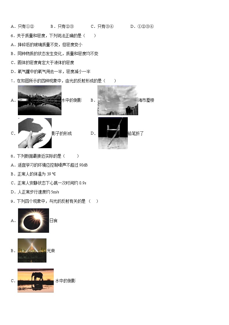 湖北省武汉实验外国语学校2023-2024学年八年级物理第一学期期末质量检测模拟试题含答案第2页