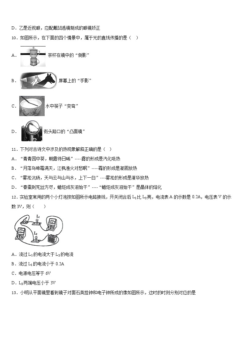 湖北省孝感市孝南区八校2023-2024学年八年级物理第一学期期末复习检测模拟试题含答案第3页
