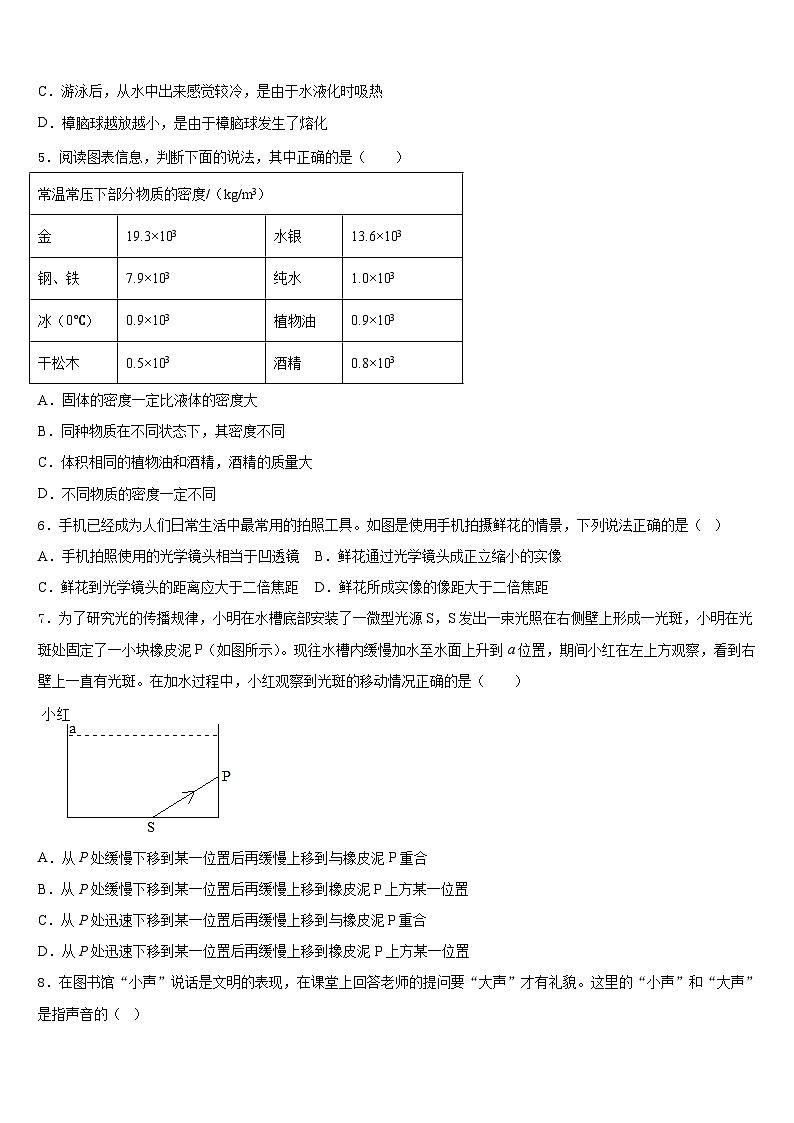 湖北省宜昌市点军区2023-2024学年物理八年级第一学期期末复习检测模拟试题含答案第2页