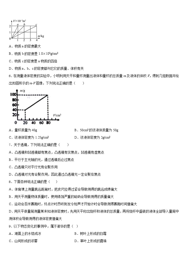 湖北省宜昌市夷陵区2023-2024学年八上物理期末联考模拟试题含答案02