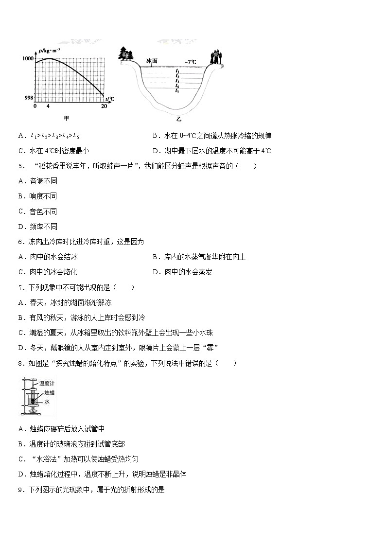 湖北省孝感市孝南区肖港镇肖港初级中学2023-2024学年物理八年级第一学期期末复习检测模拟试题含答案02