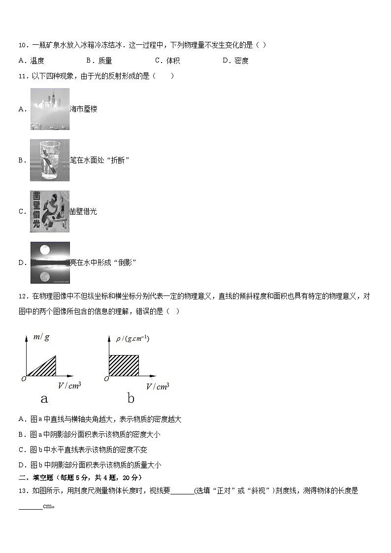 湖北省枣阳市2023-2024学年八上物理期末综合测试试题含答案第3页