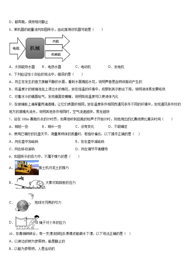 湖北省枣阳市第五中学2023-2024学年八年级物理第一学期期末检测试题含答案第2页