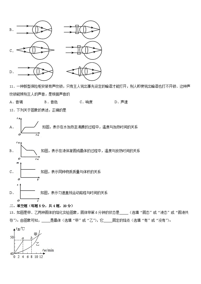 湖北省宜昌市名校2023-2024学年八年级物理第一学期期末学业水平测试模拟试题含答案03
