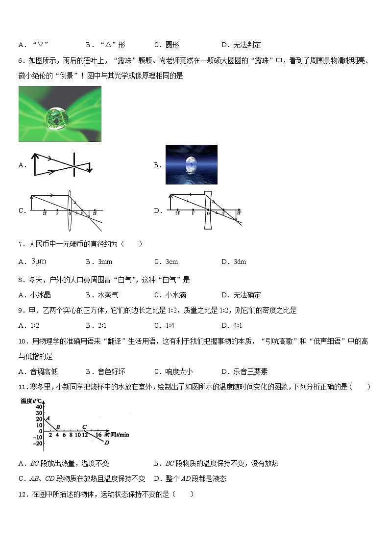 湖北省武汉市高新区2023-2024学年八年级物理第一学期期末调研试题含答案第2页