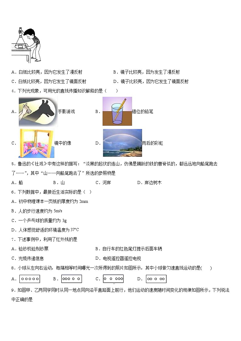 湖北省襄阳市枣阳市第五中学2023-2024学年八上物理期末考试试题含答案02