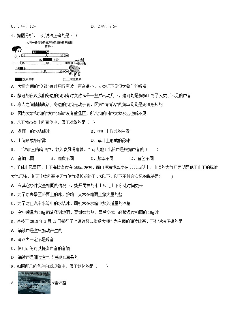 湖北省黄石市黄石港区第十四中学2023-2024学年八上物理期末学业质量监测试题含答案02