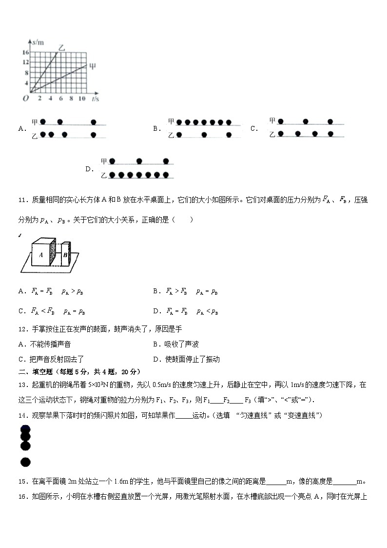 湖北省黄石市黄石十四中学教育集团2023-2024学年物理八上期末统考模拟试题含答案03