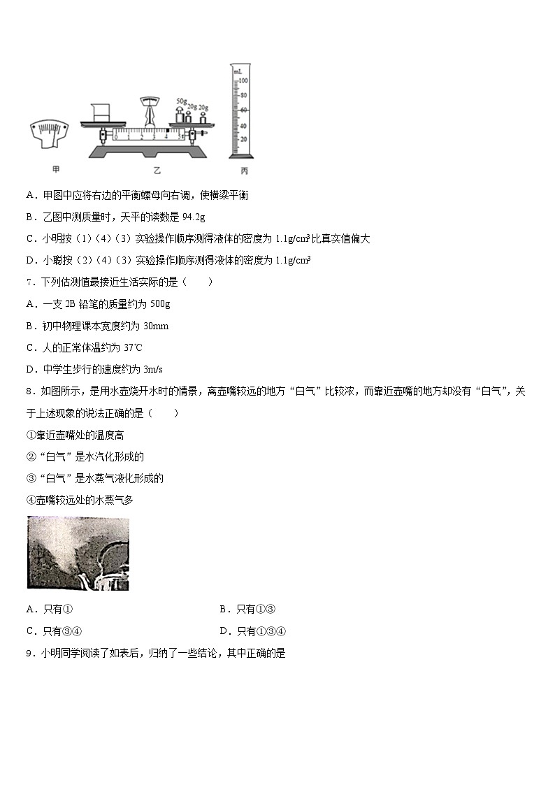湖南望城金海学校2023-2024学年物理八年级第一学期期末监测模拟试题含答案第3页