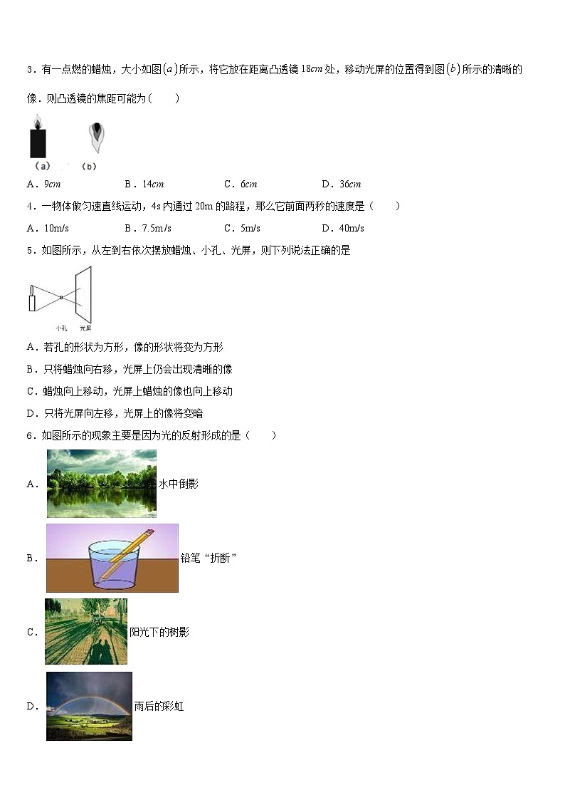 湖南省岳阳汨罗市弼时片2023-2024学年八年级物理第一学期期末教学质量检测试题含答案02