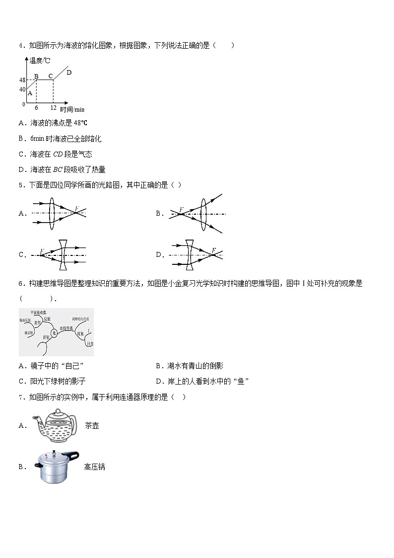 湖南省周南石燕湖中学2023-2024学年八年级物理第一学期期末达标测试试题含答案02