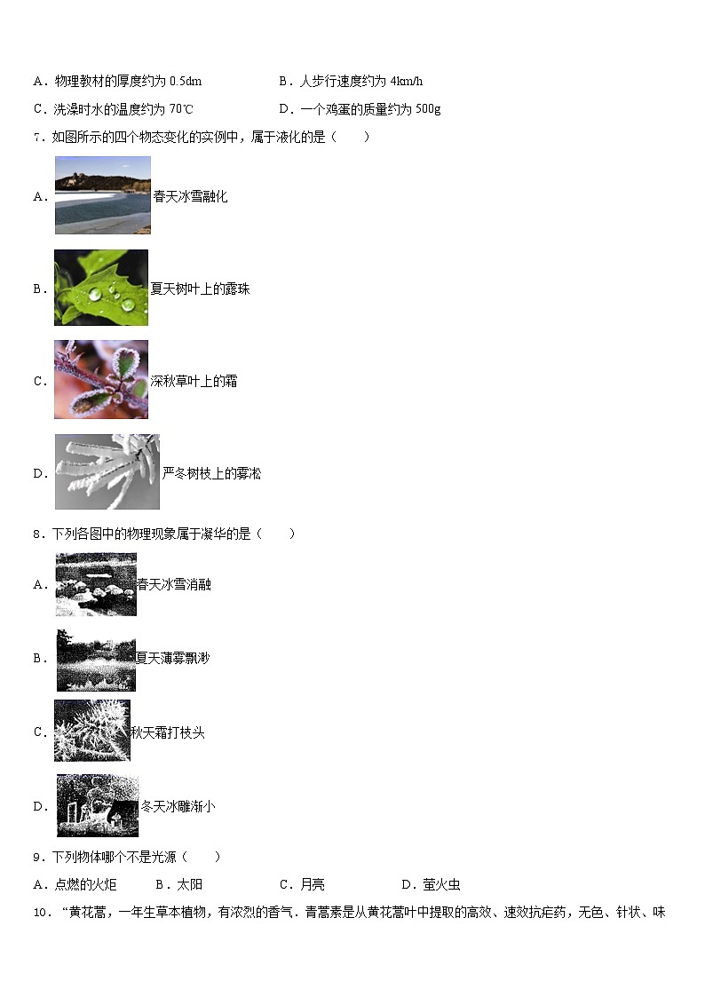 湖南省武汉武昌区五校联考2023-2024学年八上物理期末质量跟踪监视模拟试题含答案第2页