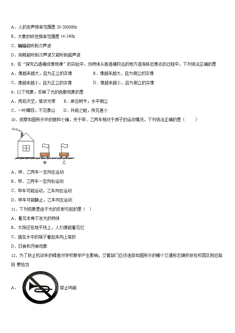 湖南省华容县2023-2024学年物理八上期末复习检测模拟试题含答案03