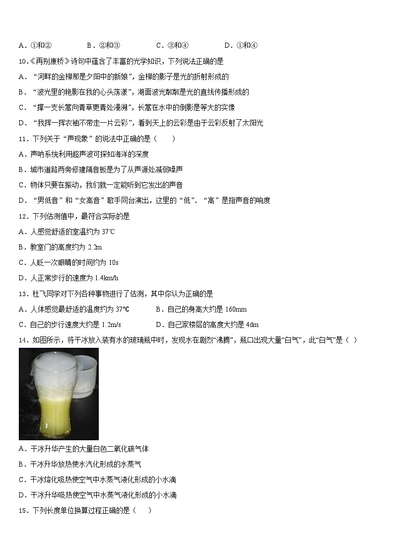 湖南省郴州市临武县2023-2024学年物理八上期末调研模拟试题含答案03