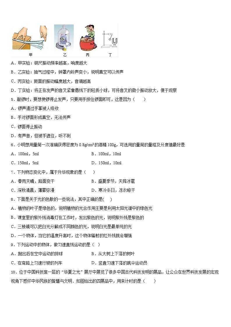 湖南省浏阳市部分学校2023-2024学年物理八上期末调研模拟试题含答案02