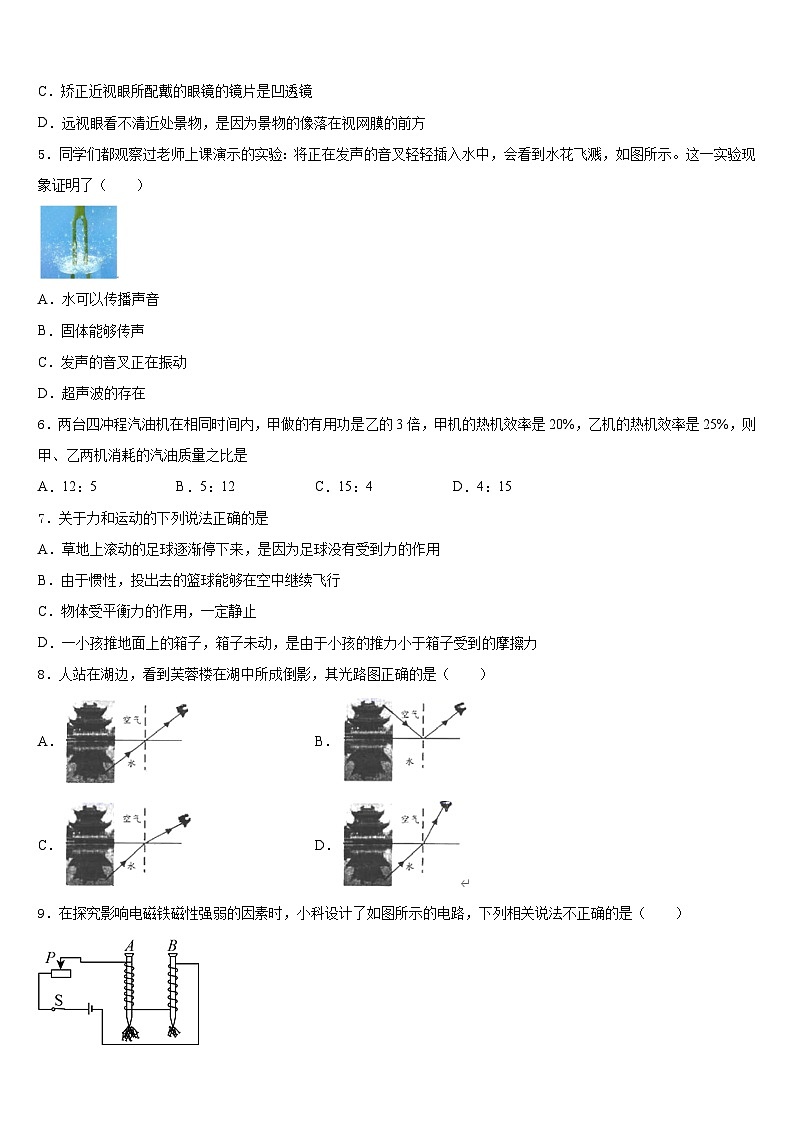 湖南省邵阳邵阳县联考2023-2024学年物理八年级第一学期期末质量检测试题含答案第2页