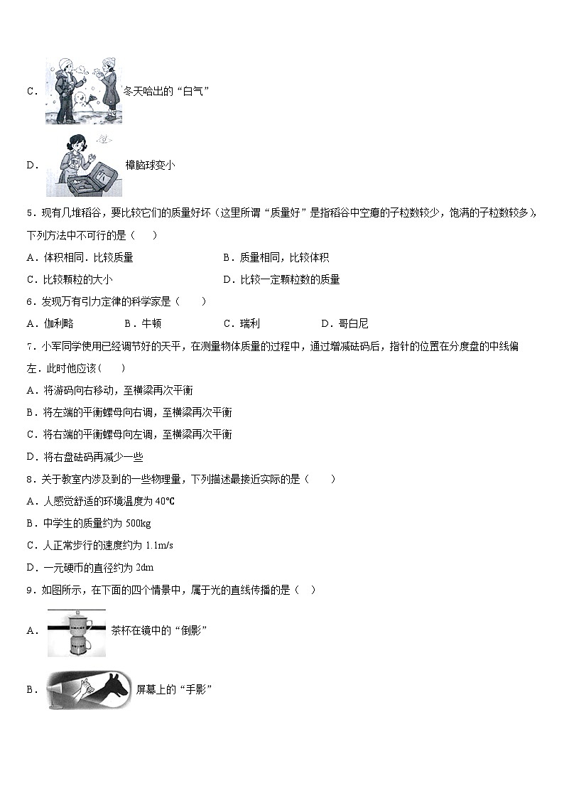 湖南省益阳市资阳区第六中学2023-2024学年物理八年级第一学期期末联考模拟试题含答案第2页