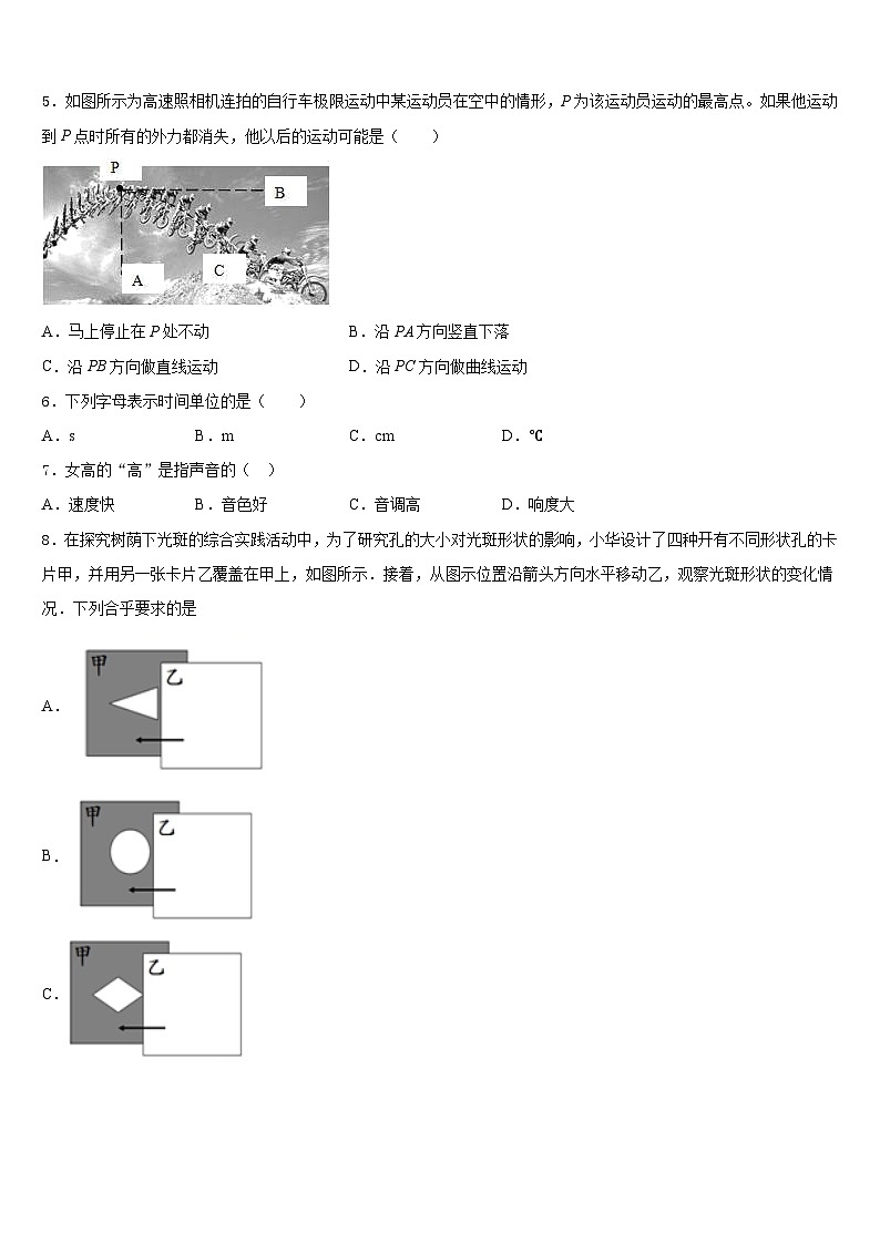 湖南省武冈市洞庭学校2023-2024学年八年级物理第一学期期末学业水平测试试题含答案02