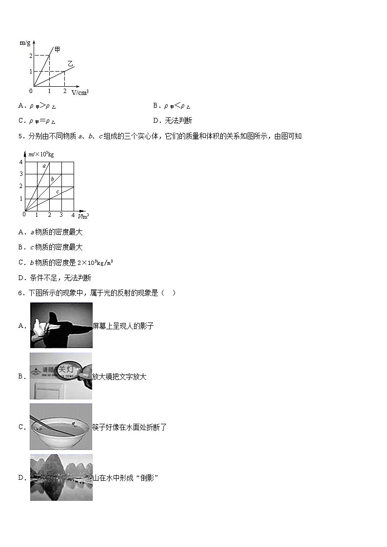 湖南省长沙市雅实学校2023-2024学年物理八年级第一学期期末检测试题含答案第2页