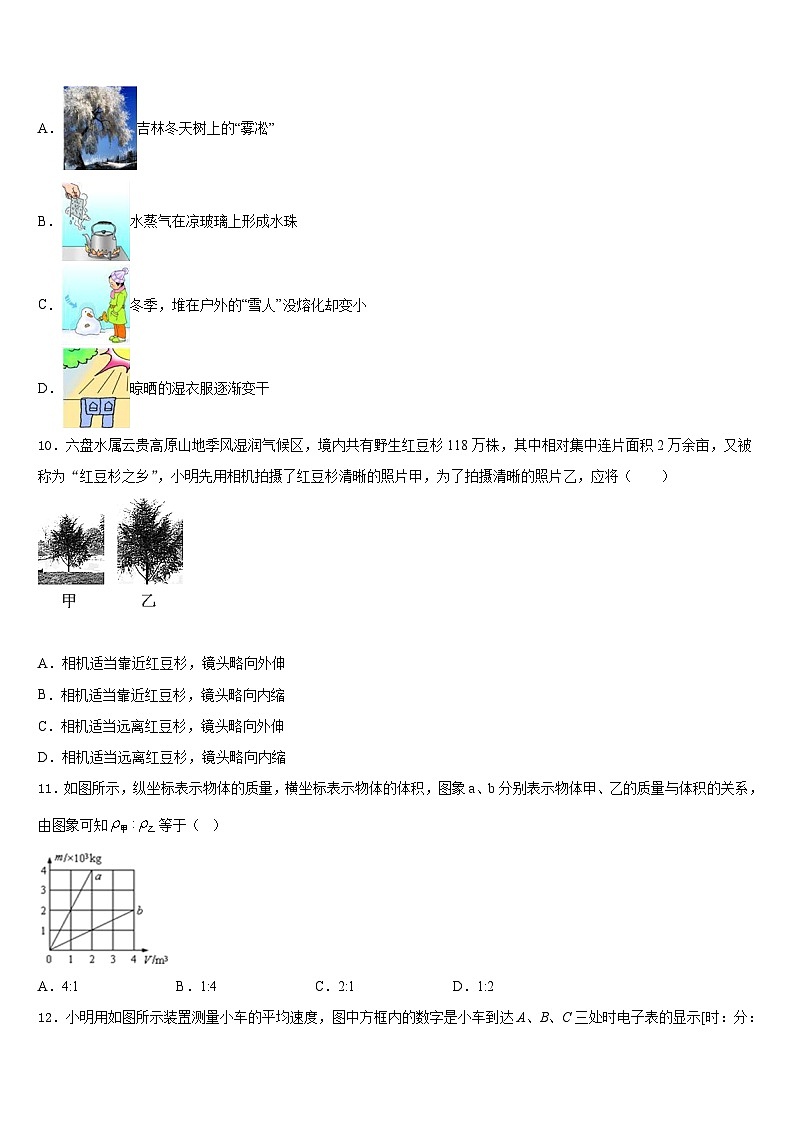 湖南省长沙市浏阳市浏阳河中学2023-2024学年八年级物理第一学期期末学业质量监测模拟试题含答案第3页