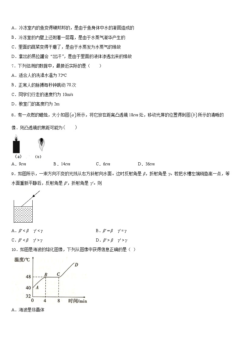 甘肃省古浪县2023-2024学年物理八年级第一学期期末质量检测试题含答案第2页