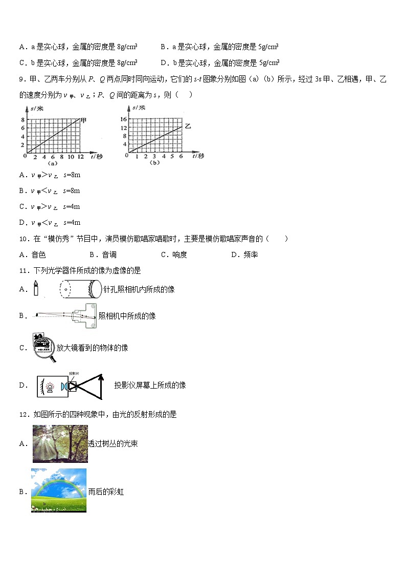 甘肃省兰州市第十九中学2023-2024学年物理八年级第一学期期末质量跟踪监视模拟试题含答案第3页