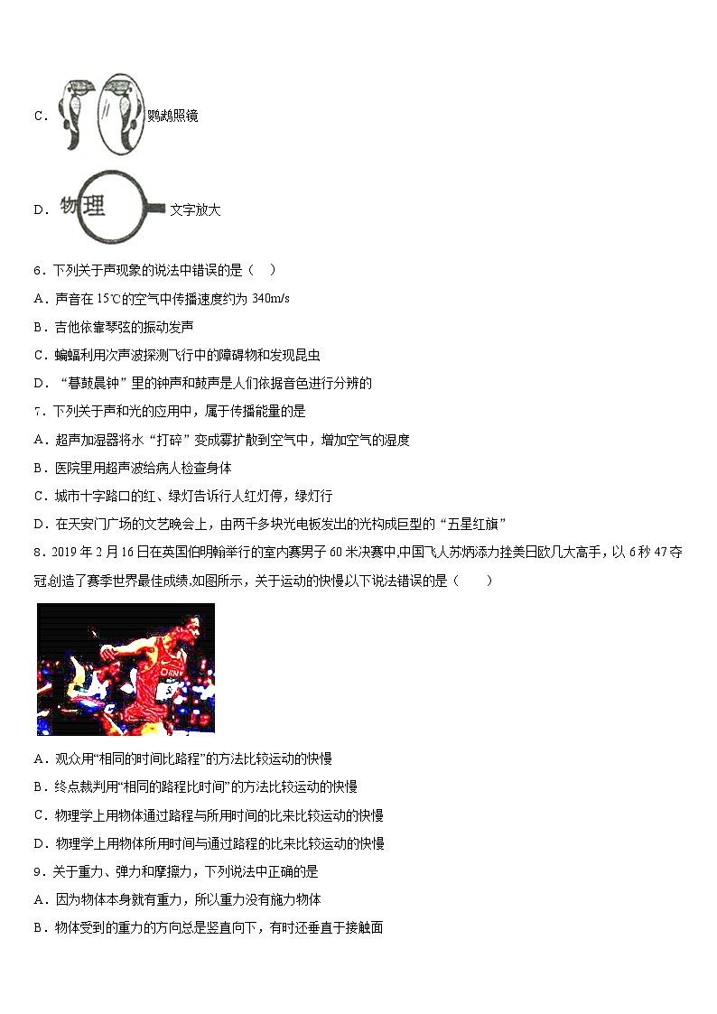 甘肃省庆阳市陇东院附属中学2023-2024学年物理八年级第一学期期末达标测试试题含答案第2页