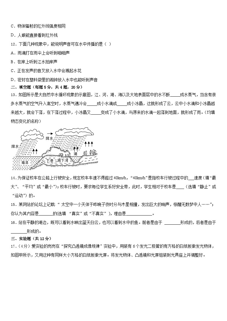 甘肃省凉州区金羊镇皇台九制学校2023-2024学年物理八上期末达标检测模拟试题含答案第3页