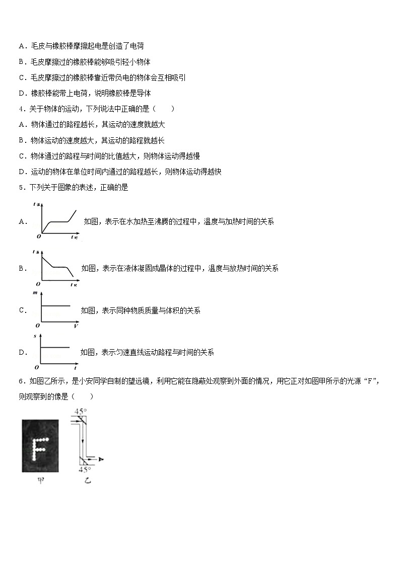 湖南长郡教育集团2023-2024学年八年级物理第一学期期末学业质量监测试题含答案02