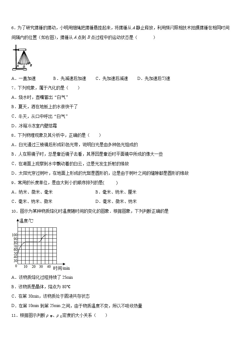 湛江市重点中学2023-2024学年物理八年级第一学期期末达标检测试题含答案第2页
