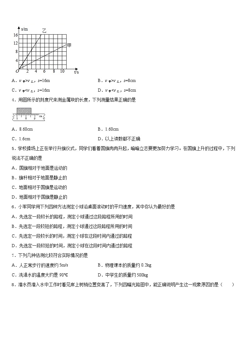 濉溪县2023-2024学年八上物理期末经典模拟试题含答案02