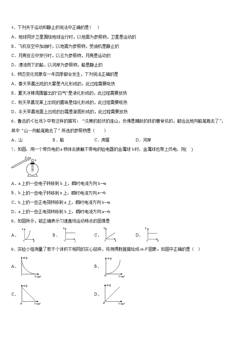 潍坊市重点中学2023-2024学年物理八上期末综合测试模拟试题含答案第2页