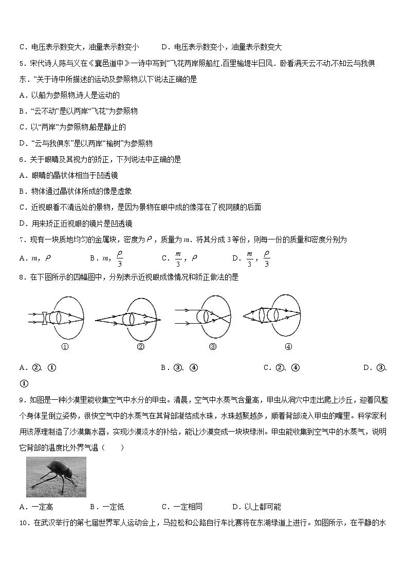 焦作市2023-2024学年物理八上期末达标检测试题含答案第2页