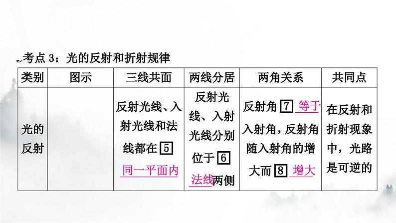 人教版中考物理复习一声、光、热学第2讲光现象第1课时三种光现象及其辨识课件07