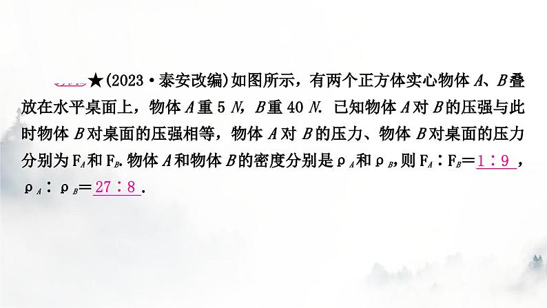 人教版中考物理复习力学主题整合1压强综合计算课件第4页