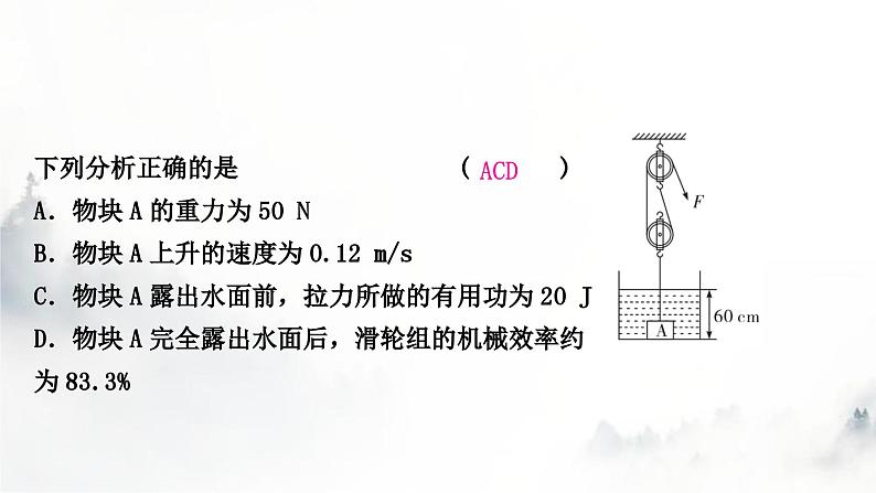 人教版中考物理复习力学主题整合5滑轮(组)与浮力综合计算课件第6页