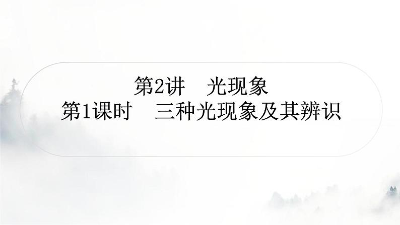 人教版中考物理复习一声、光、热学第2讲光现象第1课时三种光现象及其辨识课件01