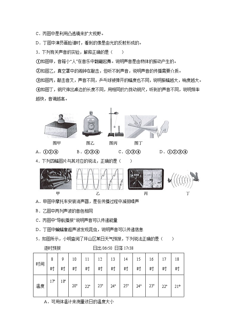 广东省深圳市坪山区2023-2024学年八年级（上）期末物理试题（含解析）第2页