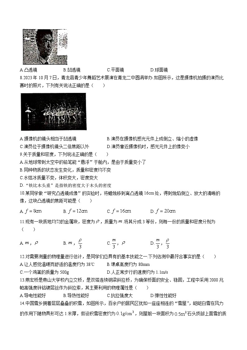 河北省秦皇岛市青龙满族自治县2023-2024学年八年级上学期期末物理试题02