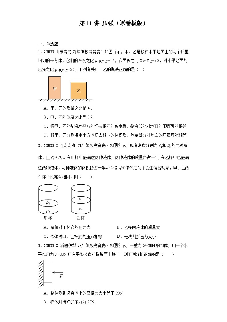 第11讲压强（原卷版）第1页