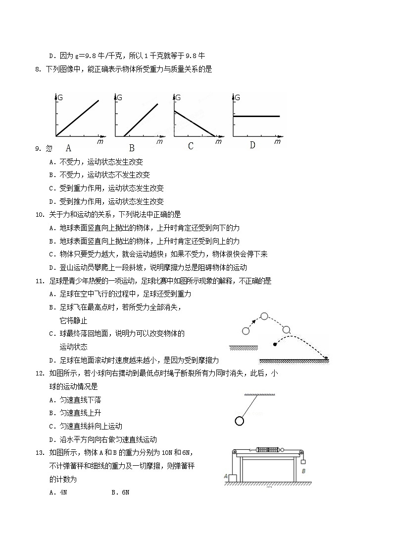 2020-2021学年广西防城港市上思县八年级下学期第一次月考物理试题及答案02