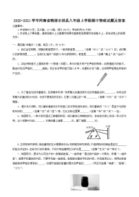 2020-2021学年河南省鹤壁市淇县八年级上学期期中物理试题及答案