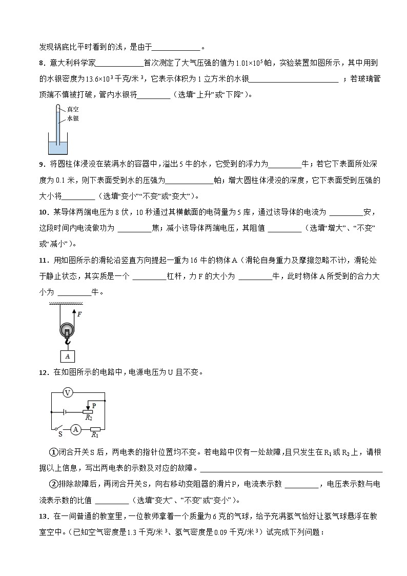 上海市2024年备战中考物理全真模拟卷附答案第2页