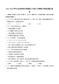 2021-2022学年山东省菏泽市鄄城县八年级上学期期中物理试题及答案