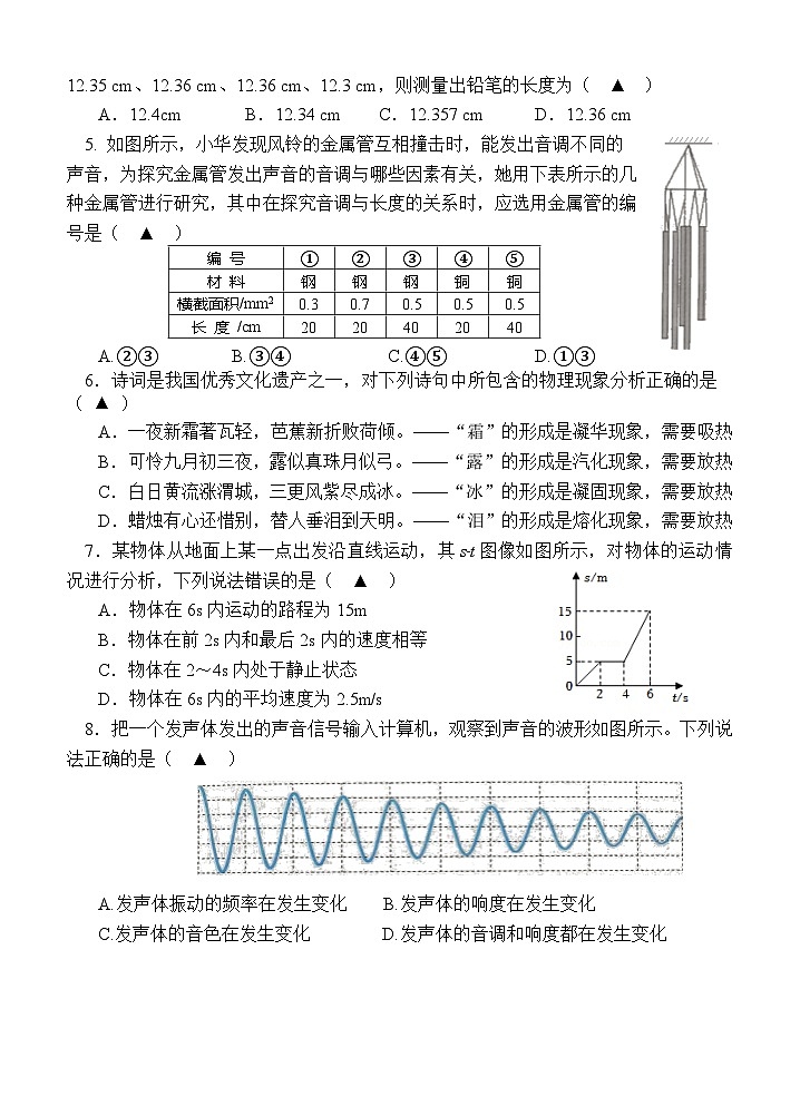 四川省泸州市龙马潭区2023-2024学年八年级上学期期末物理试题02