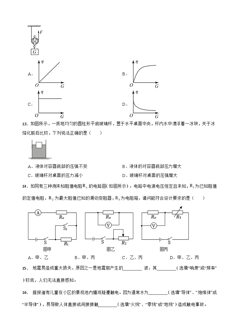 福建省福州市鼓楼区2024年中考物理模拟试卷附答案第3页